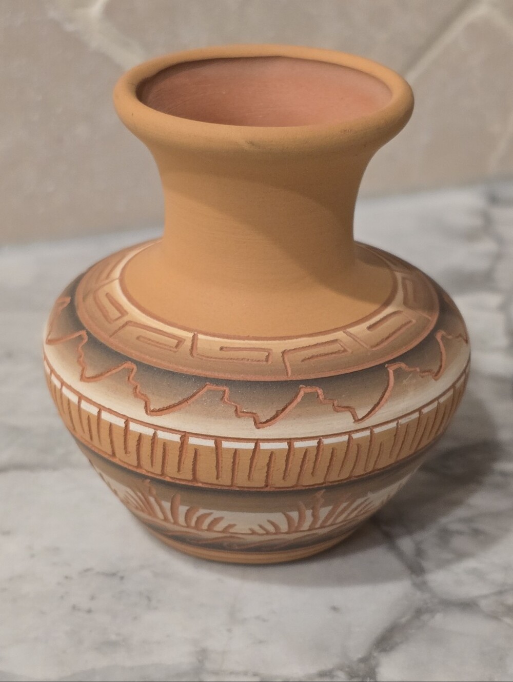 Vintage Native American Navajo Art Pottery Vase Signed Southwestern Mini Pot